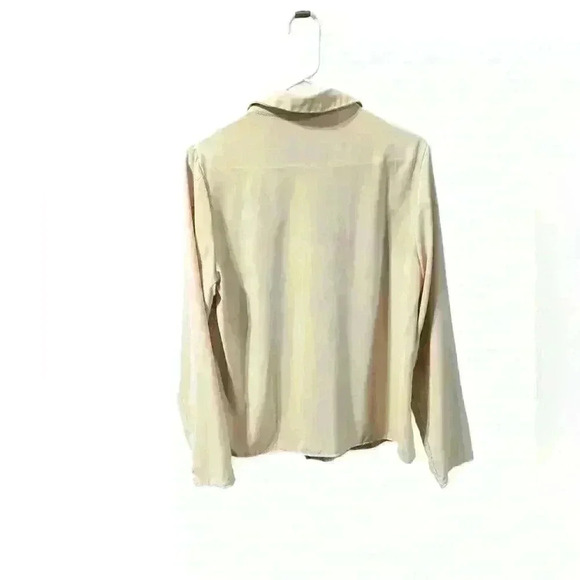 🟣Blouse Beige Button Down Large Polyester - Picture 2 of 4